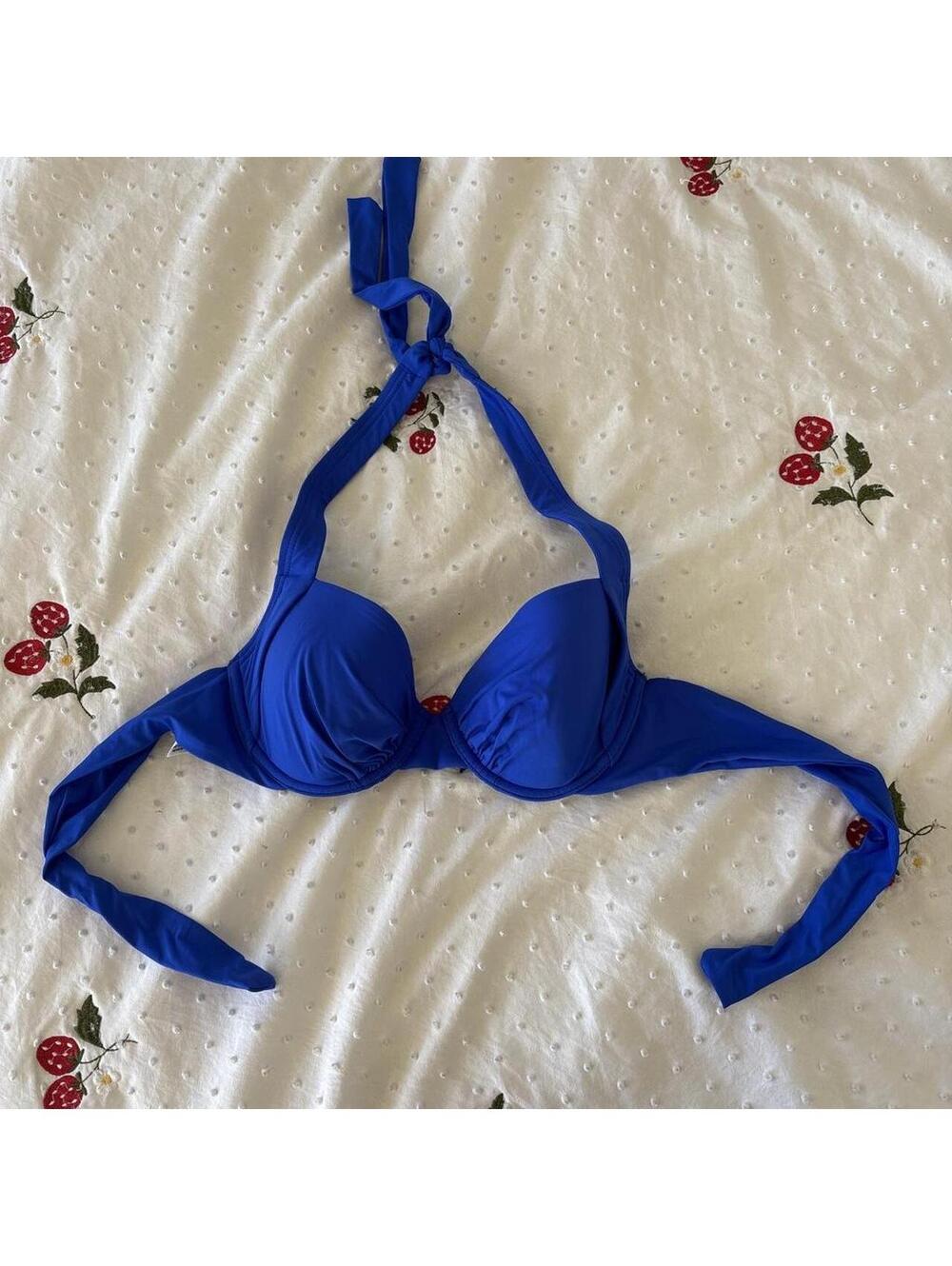 Tommy Bahama Cobalt Blue Underwire Halter Bikini Top 34B